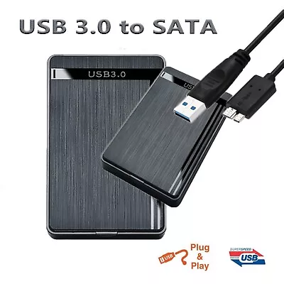 Hard Drive Enclosure 2.5 Inch USB 3.0 SATA Case External Black Caddy HDD SSD • £4.89