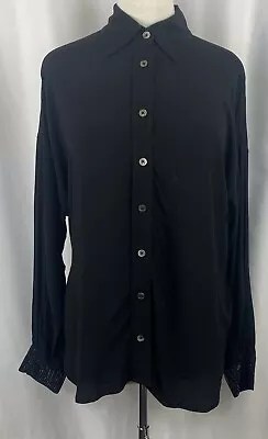 BNWT Zadig & Voltaire Tamara Strass Black Long Sleeve Shirt Rhinestone Cuffs M • £120