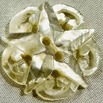 Carved Mother Of Pearl Picture Button Of A Pierced Design With Center Star • $4.99