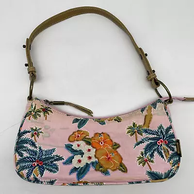 $64 • Buy Rare Vintage 00s GUESS Small Tropical Canvas Beaded Sequins Shoulder Bag 10x4x2