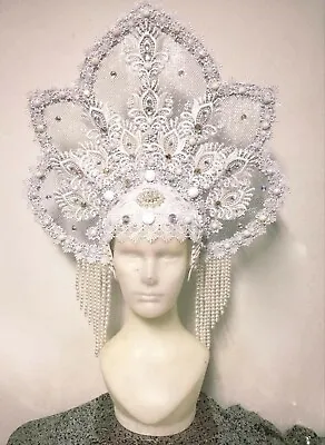 Da NeeNa H1040 Purely Love White Princess Showgirl Stage Vegas Dance Headdress • $513.60