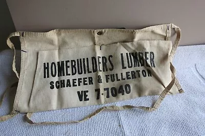 Vtg Homebuilders Lumber Co Nail Pouch Carpenter Apron Detroit Mi 1960s Canvas • $11.99