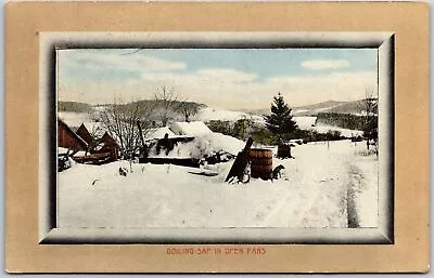 1914 Boiling Sap In Open Pans Making Maple Syrup Framed Posted Postcard • $11.68