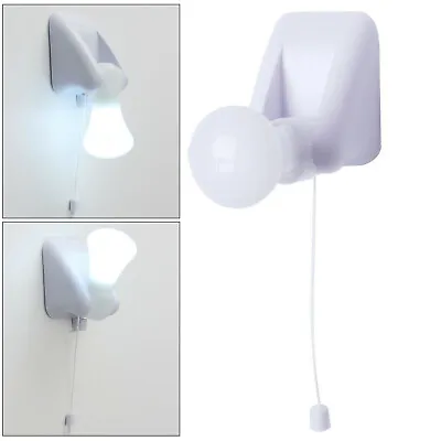 1/2/4 X LED Bulb Stick Battery Operated Wall Mount Pull Cord Cupboard Light Lamp • £5.95