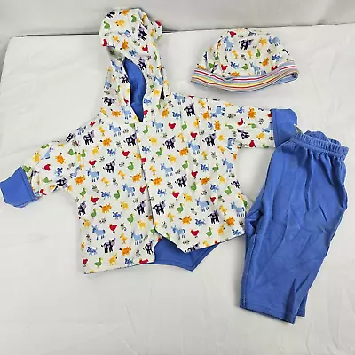 Vintage Land's End Baby 3 Piece Outfit Farm Barn Animal Bright Color Unisex 0-3 • $29.99