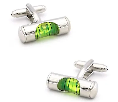 £12.21 • Buy Men's Spirit Level Cuff Links Hand Made Green And Blue High Polished Brass 