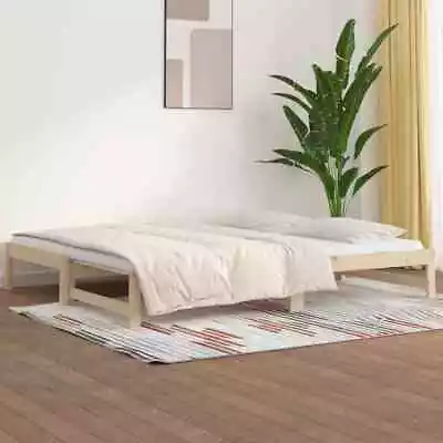 Pull-out Day Bed 2x(80x200) Cm Solid Wood Pine Wooden Guest Sofa VidaXL • £121.99