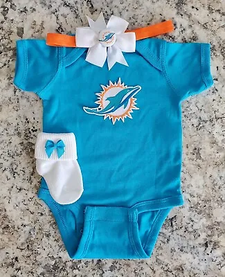 Dolphins Newborn/baby Clothes Girl Dolphins Baby Gift Miami Football Baby Girl • $24.75