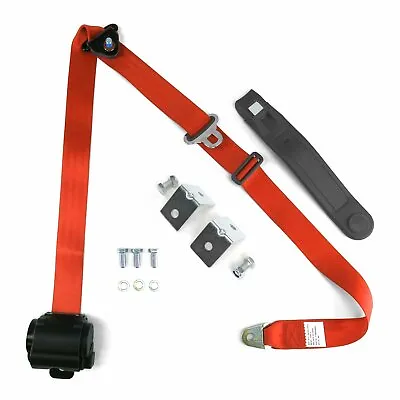 Universal 3 Point Retractable Auto Car Seat Belt Lap Shoulder Adjustable Orange • $109.95