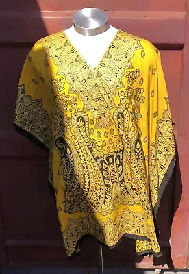 Sante Classics Kaftan MuMu Lounging Dress Boho One Size Yellow Black • $15.90