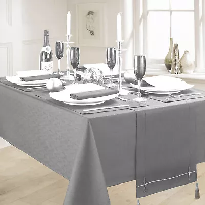 Linen Look Grey Table Cloths Plain Charcoal Slate Birthday Party Xmas Occasions • £21.99