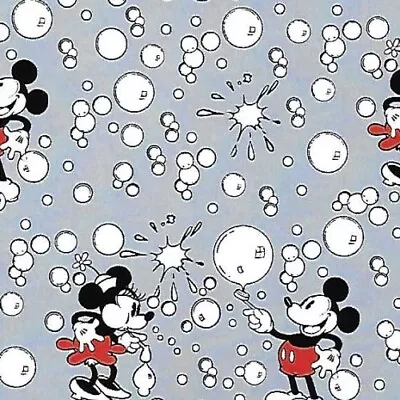 Disney Fabric - Vintage Mickey & Minnie Mouse Bubble Blue - Springs YARD • £10.11