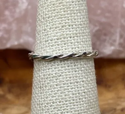 Vintage Handmade Sterling Silver Rope Band Ring Size 4.5 • $8