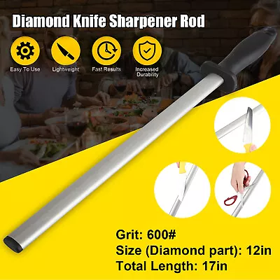 12-inch Diamond Knife Sharpening Steel Honing Rod Oval Stick Kitchen Sharpener • $14.48