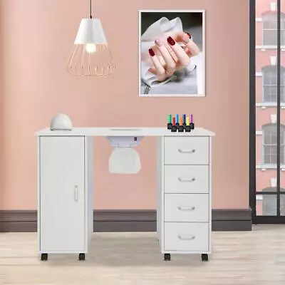 Pro Manicure Table Nail Desk Beauty Salon Dust Collector +4 Drawers+8 Wheels • $169.99