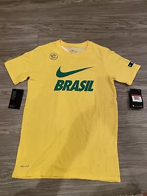 NEW Nike Brasil National Team T-shirt 889014-749 Brazil Yellow Sz XL Soccer Boys • $35