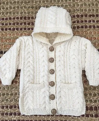 Baby Aran Jacket With Hood And Pockets Kniting Pattern Boys & Girls 18-28 430 • £2.09