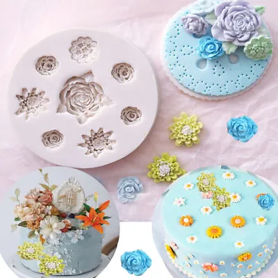 £2.99 • Buy Flowers Rose Silicone Cake Mold Fondant Decorating Baking Chocolate Mould