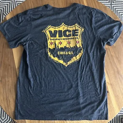 Vice District Brewing Craft Beer Chicago T-Shirt Men's Charcoal Size L • $7.99