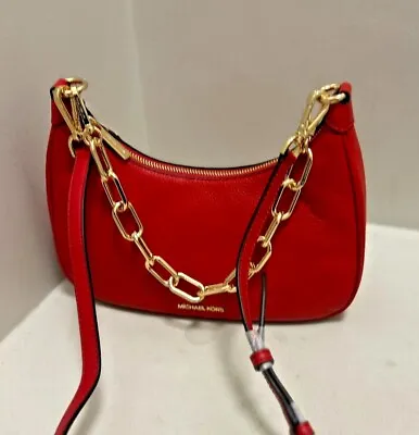 Michael Kors Cora Large Zip Pouchette Chain Shoulder Crossbody Bag Handbag Purse • $103