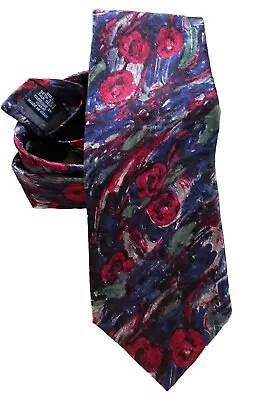 UNGARO Paris Vintage Silk Tie Made In Italy Deep Blues Greens Reds Floral • $14