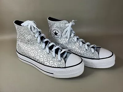 Converse Chuck Taylor All Star Silver High Glitter Leopard Spots Women's Size 10 • $89.99