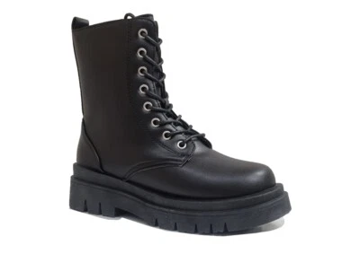 £24.95 • Buy Ladies Chunky Blogger Lace Up Boots Women's Flat Platform Boots Size 3 4 5 6 7 8