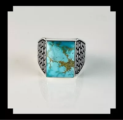 Men's Sterling And Blue Ridge Turquoise Ring Size 14 • $289