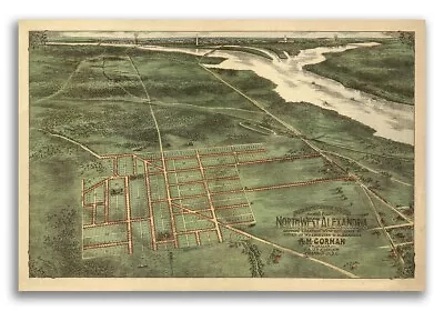 Alexandria VA 1890s Historic Panoramic Town Map - 24x36 • $25.95