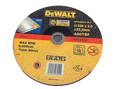 DeWalt Grinder Metal Cutting Disc 9  230 X 3.0 X 22.23 DT43641XJ A60TBF INOX • £9.99