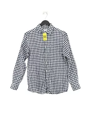 Uniqlo Men's Shirt S Blue Checkered 100% Linen Basic • £10.40