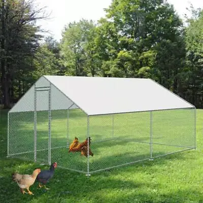 3x3m GALVANISED WALK IN CHICKEN RUN DOG KENNEL PUPPY PEN GARDEN RABBIT CAGE COOP • £179.95