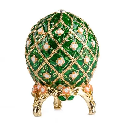 Green Rosebud Faberge Egg Replica Jewelry Box - Easter Egg Фаберже 3.5  • $64.95