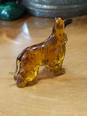 Vintage Blown Glass Miniature Long-haired Dog Menagerie Figurine • $18.99