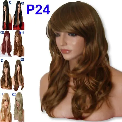 Real Natural Straight Curly Long Wigs For Women Red Blonde Brown Full Wigs UK • £9.99