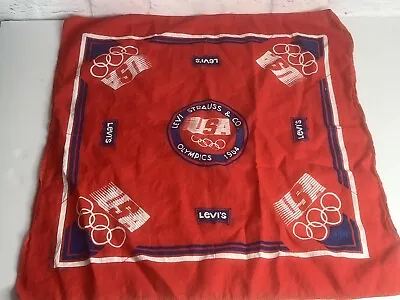 Vintage Levi Strauss & Co. - 1984 USA Olympics Bandana Handkerchief - Red • $13.50