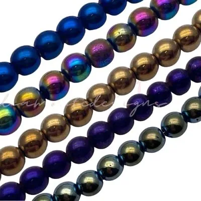 £2.89 • Buy Quality Rainbow Hematite Beads - 6mm 8mm 10mm Shamballa Round Gemstone Beads UK 