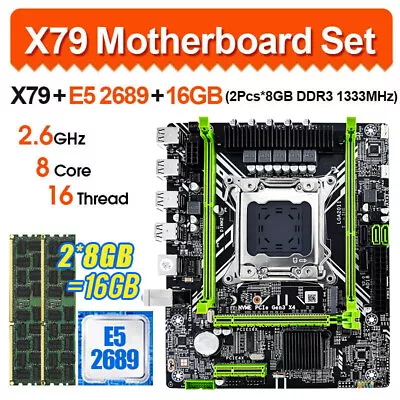 X79D 2.0 Motherboard Set Combo With E5-2689 CPU & 16GB = 2*8GB 1333MHz DDR3 RAM • $129.87