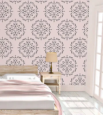 Damask Stencil Floral Allover Pattern PAinting Furniture Wall Reusable Craft DA4 • £5.99