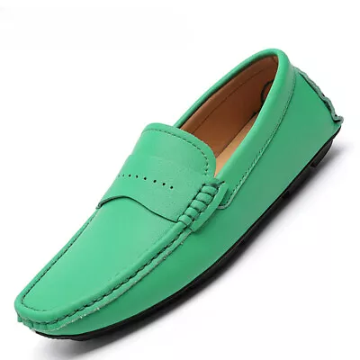 Genuine Leather Men's Casual Shoes Slip On Loafers Moccasins Driving Shoes • $38.54
