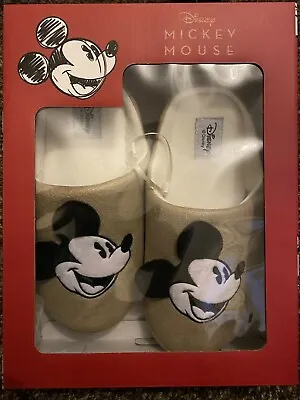 Disney Mickey Mouse Gold Padded Embroidered Slippers In A Gift Box-Size M(UK5-6) • £15