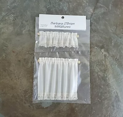 Dollhouse Miniature Curtains & Valance White With Lace Curtain Rod 1:12 Scale • $13.75