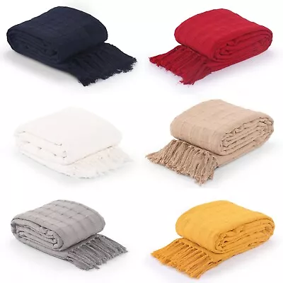 £19.95 • Buy 100% Cotton Woven Extra Large Sofa Bed Cosy Batten Throw Jumbo Blanket