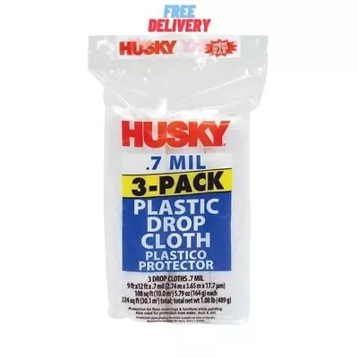 $7.60 • Buy Husky Plastic Drop Cloth, 0.7 Mil, 3-Pack