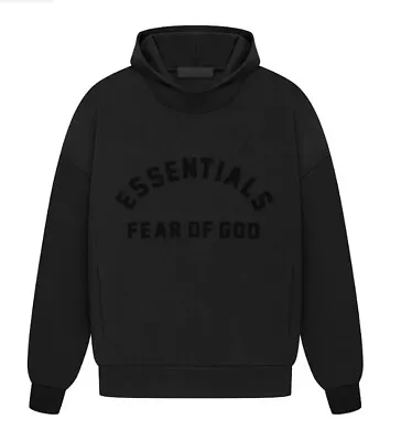 Fear Of God Essentials Arch Logo Hoodie Jet Black  192SP232050F | Sizes XS-XL • $53