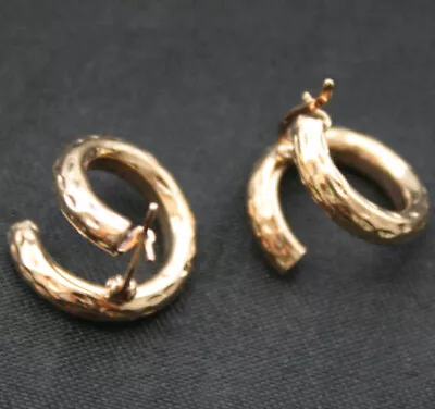 Vintage 9K Gold Curling Loop Earrings 1.6g • $74.99