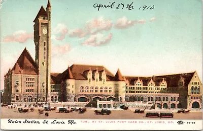 C.1910s St. Louis MO Union Station RR Depot Trolley UNP Missouri Postcard A324 • $3.25