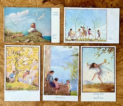 Lot Of Five (5) UNUSED Vintage Season Postcards By Margaret W. Tarrant • $23