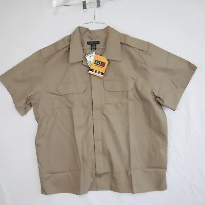 5.11 Tactical Shirt Mens 2XL Ripstop Button Up Uniform Tan Short Sleeve NWT • $24.49