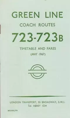 London Transport Green Line Coach Route 723 Bus Timetable Lft May 1967 • £2.99